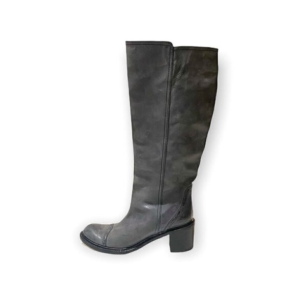 Chloe boots Grey Leather Knee High Mid heel boot, Size 39.5 EU - Picture 2 of 14